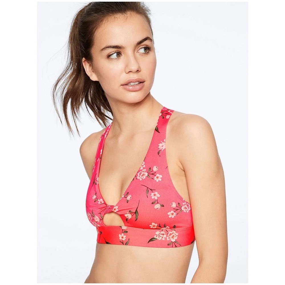 PINK Victoria’s Secret Floral Front Twist‎ Sports Bra size S
